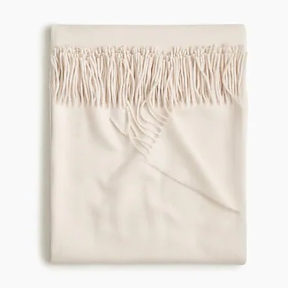 NWT -J. Crew Home Solid 100% Cashmere Throw - Moonbeam